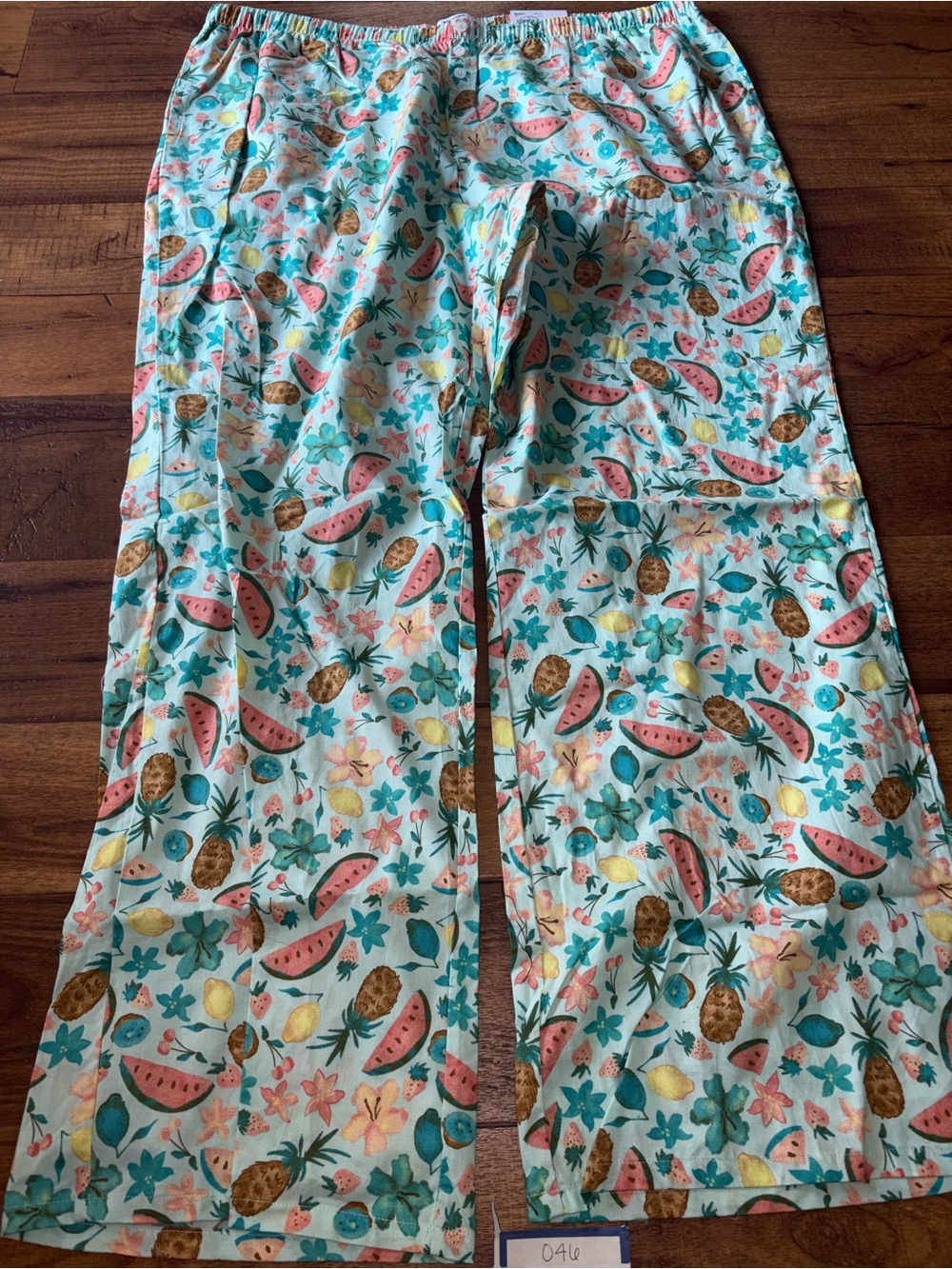 NWT Kohl’s Tropical Fruit Print Pajama Pants Wide Leg Sleepwear Blue XXL